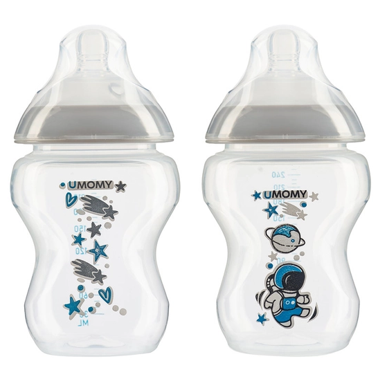 بطری شیر خوری پلی پروپیلن دهانه عریض 250ml کد 131 یومامی